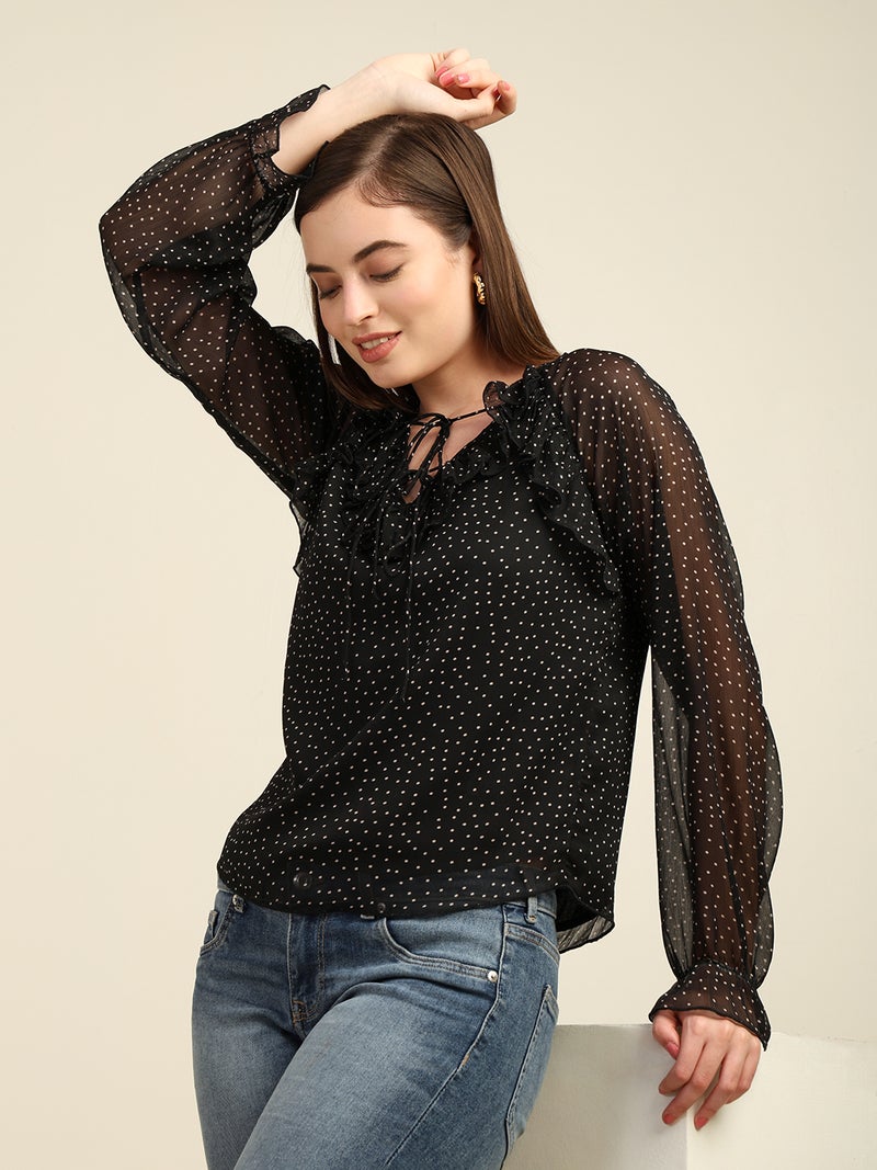 7OUNCE Chiffon Polka Dot Top for Women - Image 4